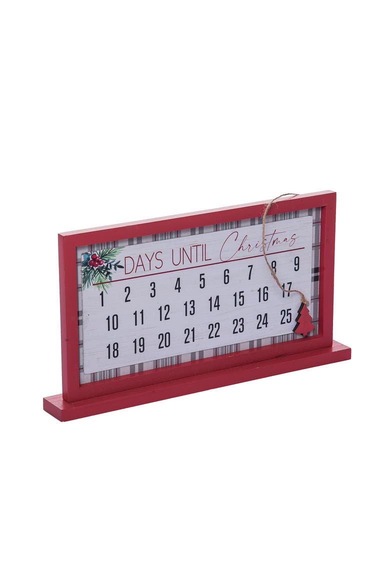 Multicolor Traditional Plaid Advent Calendar Wooden Christmas Decor, Alternate, color, Multicolored