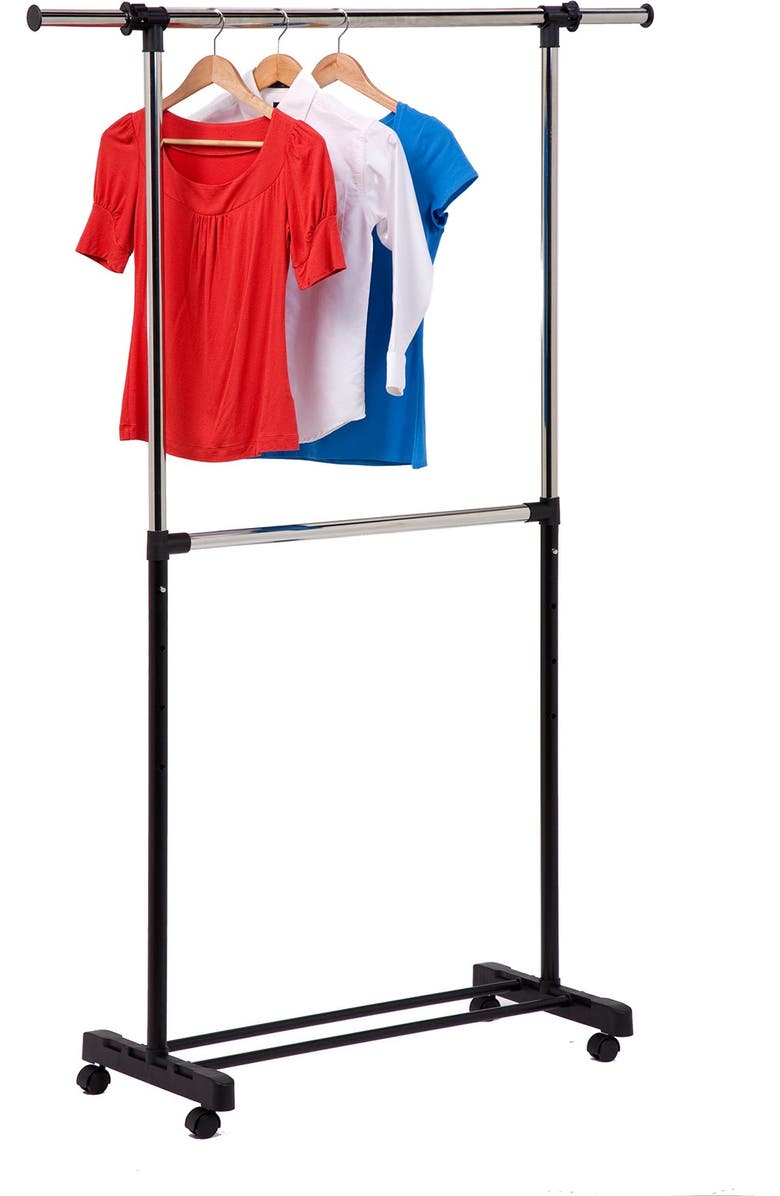 HONEY-CAN-DO Dual Rod Expandable Garment Rack, Main, color,