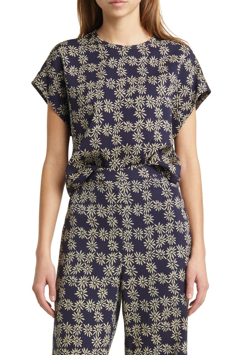 The Wander Floral Top, Main, color, NAVY SCATTERED DAISY