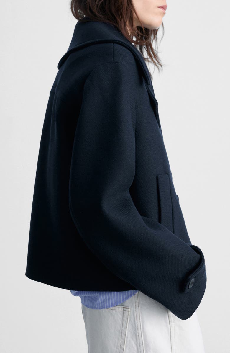 MANGO Wool Blend Crop Jacket, Alternate, color, Dark Navy