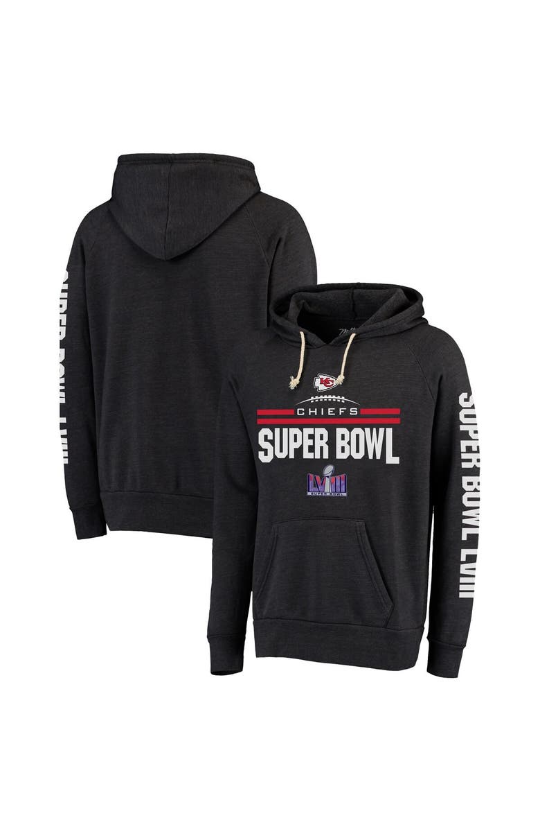 Majestic Threads Men's Majestic Threads  Heather Black Kansas City Chiefs Super Bowl LVIII Tri-Blend Pullover Hoodie, Main, color, 