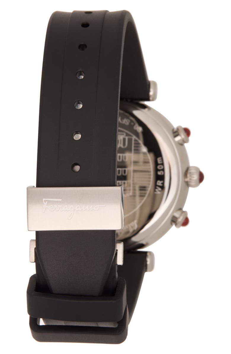 FERRAGAMO Ora Chronograph Silicone Strap Watch, 38mm, Alternate, color,