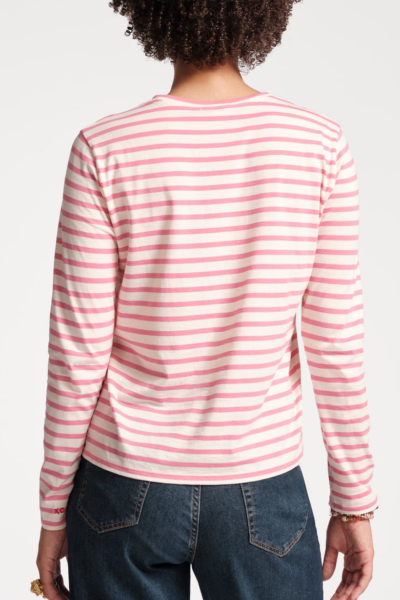 Long Sleeve Striped Tee Shirt, Alternate, color, Oyster/Pink