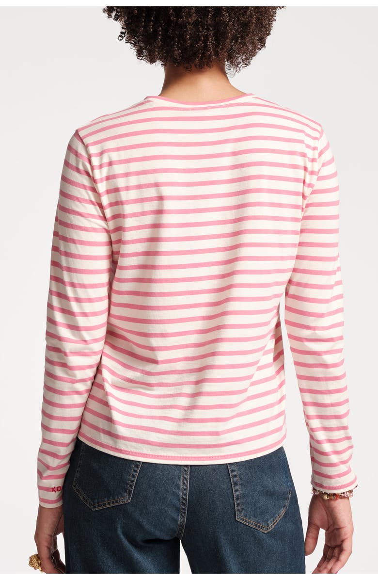 Frances Valentine Long Sleeve Striped Tee Shirt, Alternate, color, Oyster/Pink