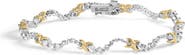 Haus of Brilliance 10K Two-Tone 2.00 Cttw Diamond "X" and Wave Link Bracelet - 7" Inches