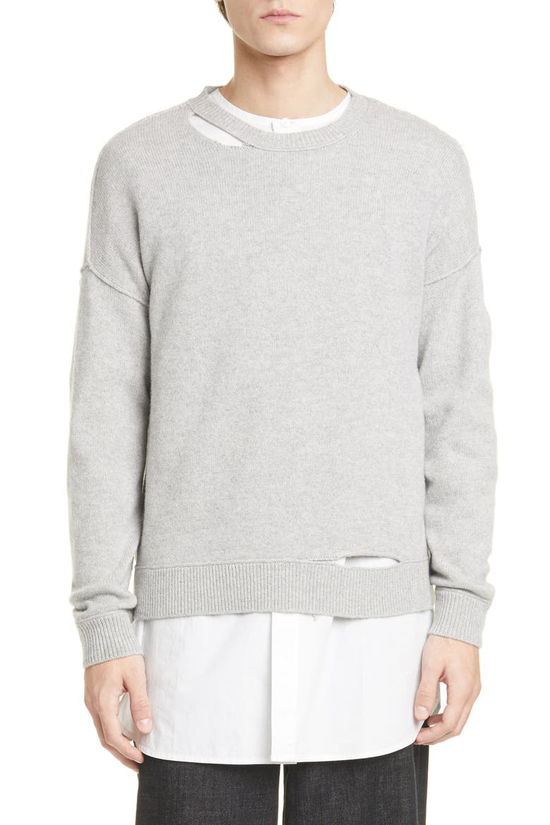 Distressed Recycled Cashmere Blend Sweater (Nordstrom Exclusive), Alternate, color, DARK PEARL