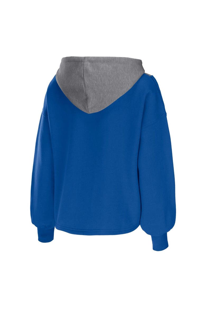 Women's WEAR by Erin Andrews Royal Philadelphia 76ers Pieced Quarter-Zip Hoodie Jacket, Alternate, color, Royal