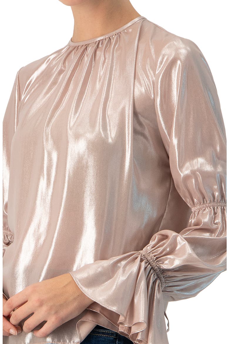Straight Metallic Sheer Blouse, Alternate, color, Dusty Pink