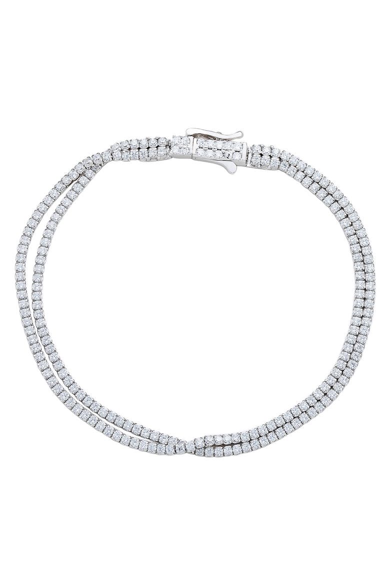 Double Strand Pavé Bracelet, Main, color, WHITE