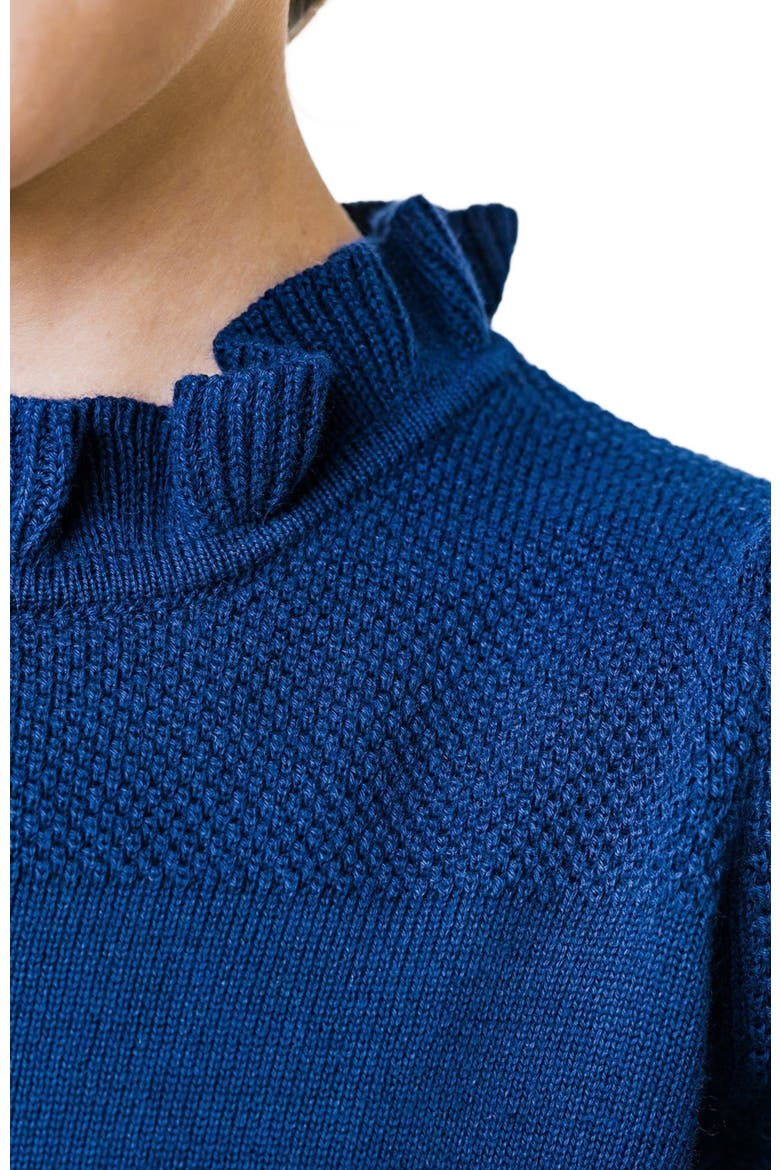 Baby Girls' Organic Ruffle Neck Sweater Dress, Infant, Alternate, color, Navy Ruffle Collar