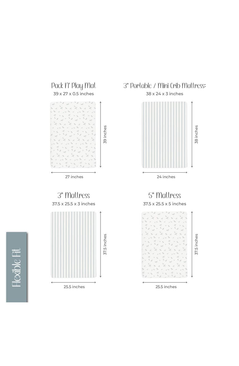 Ely's & Co. Baby Fitted Pack n Play - Mini Crib Sheet 2 Packs, Alternate, color, Dragonfly & Stripe