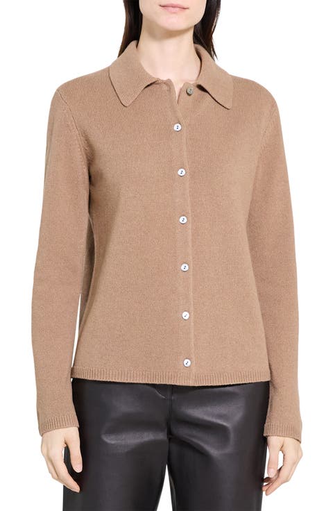 Collar Cashmere & Wool Rib Cardigan