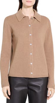 Theory Collar Cashmere & Wool Rib Cardigan