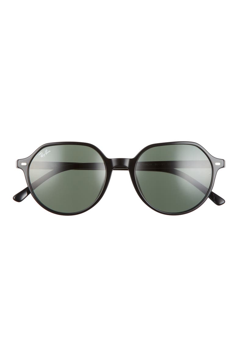 Thalia 53mm Geometric Sunglasses, Main, color, BLACK / GREEN