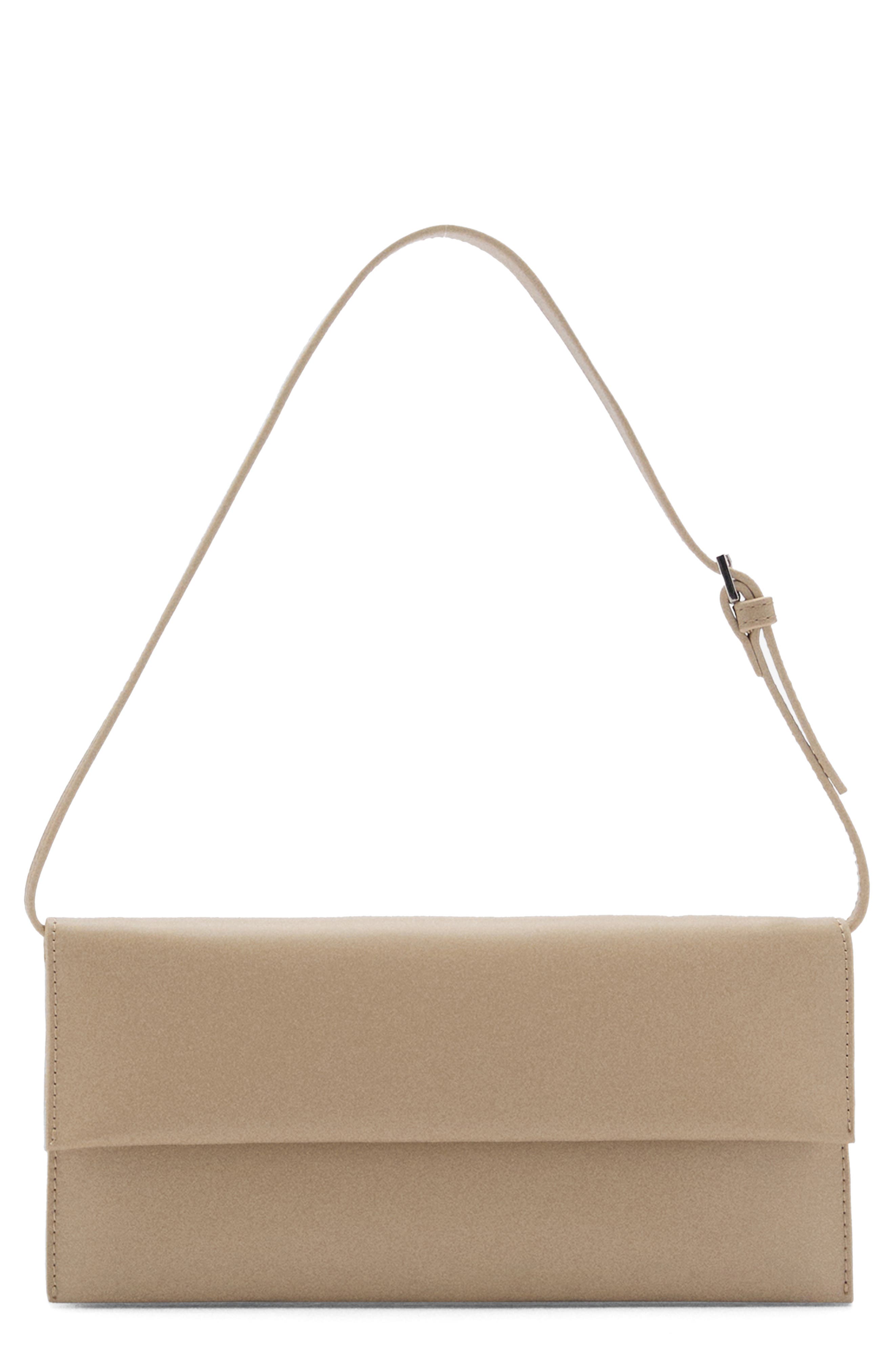Faux Leather Shoulder Bag, Main, color, MEDIUM BROWN