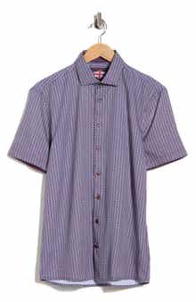 SOUL OF LONDON Geometric Print Microfiber Short Sleeve Sport Shirt