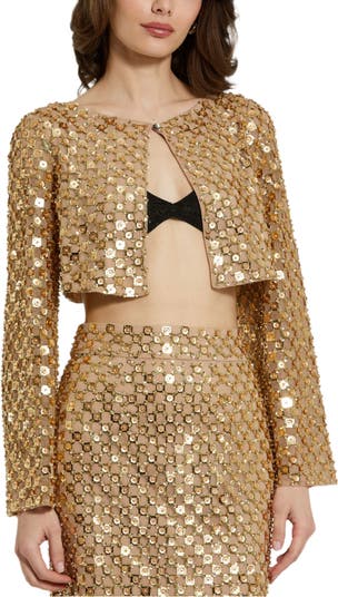 Beaded Sequin Georgette Long Sleeve Cardigan