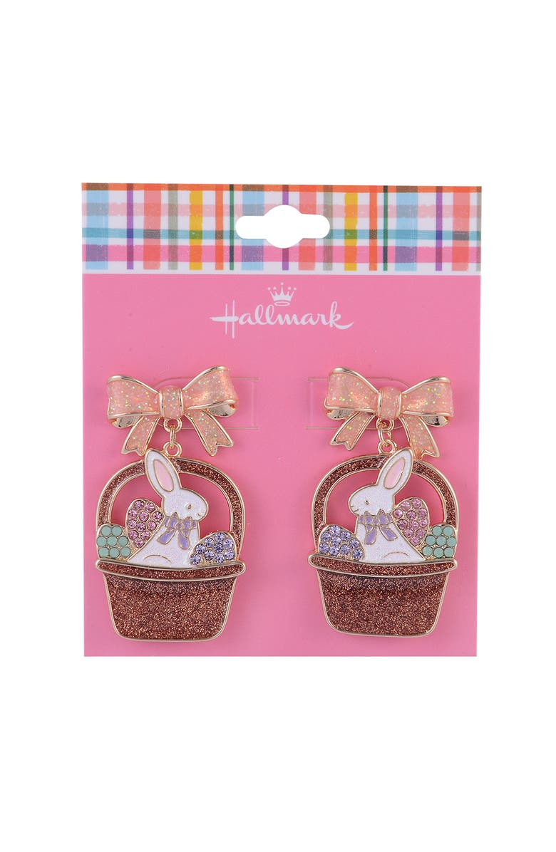 Hallmark Easter Basket and Bunny Earrings, Alternate, color, Brown