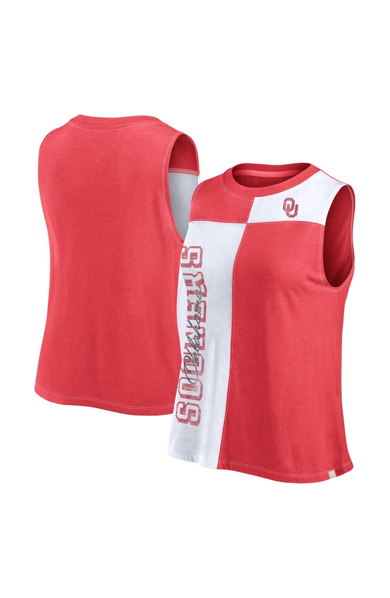 FANATICS Women's Fanatics Branded Crimson/White Oklahoma Sooners Colorblock High Neck Tank Top, Alternate, color, Crimson
