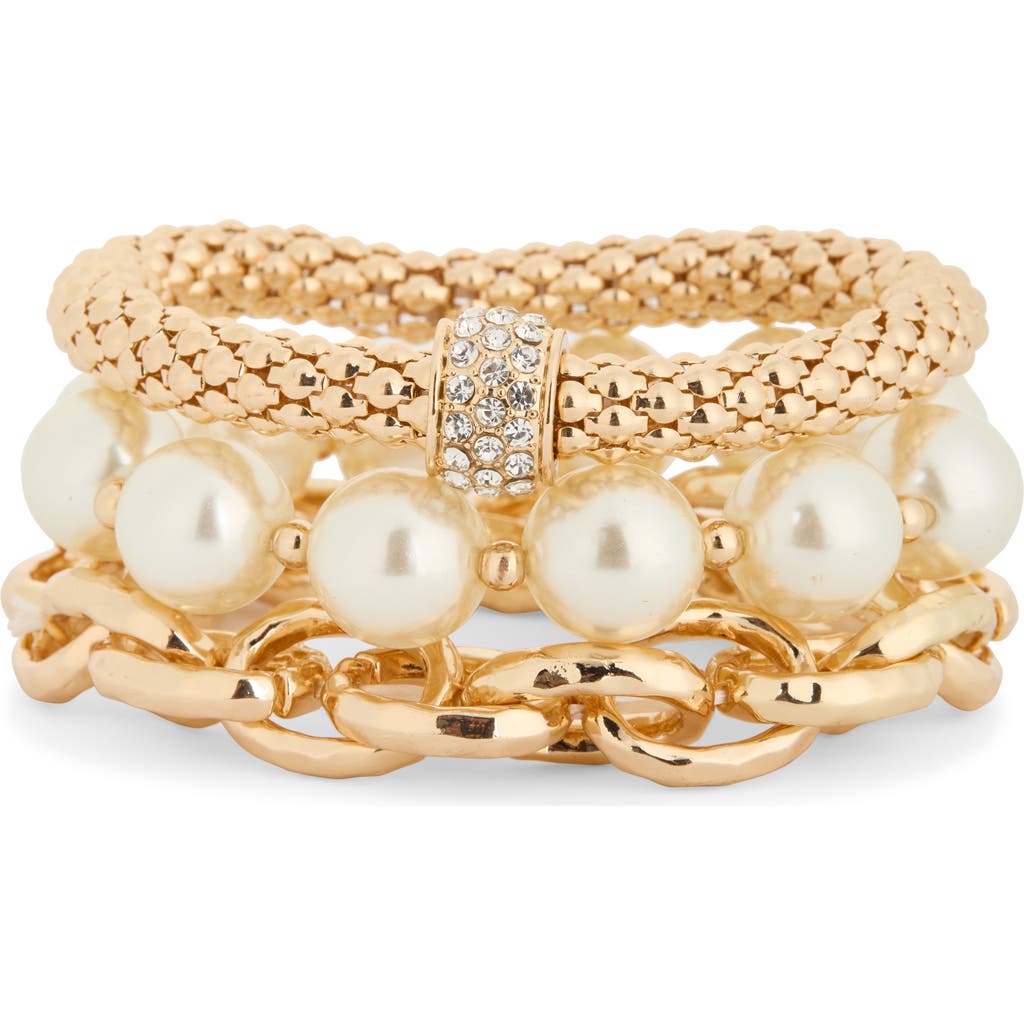 Tasha Set Of 3 Faux Pearl & Crystal Assorted Stretch Bracelets