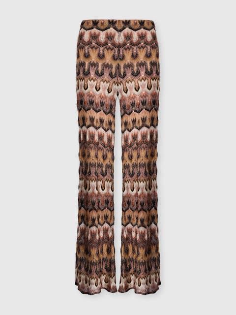 Trousers In Viscose Lamé Arabesque Motif