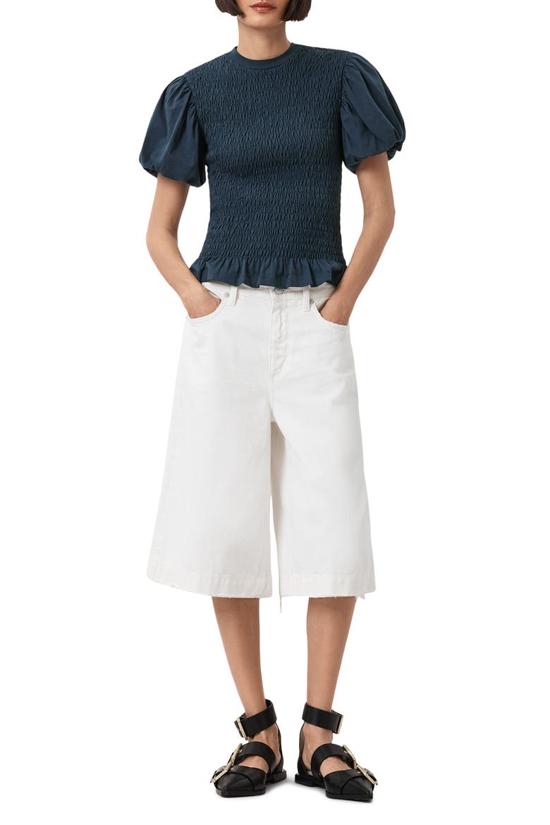 Dael Smocked Puff Sleeve Top, Alternate, color, MIDNIGHT BLUE