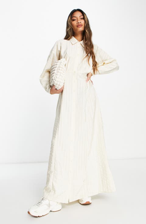 Volume Long Sleeve Maxi Shirtdress