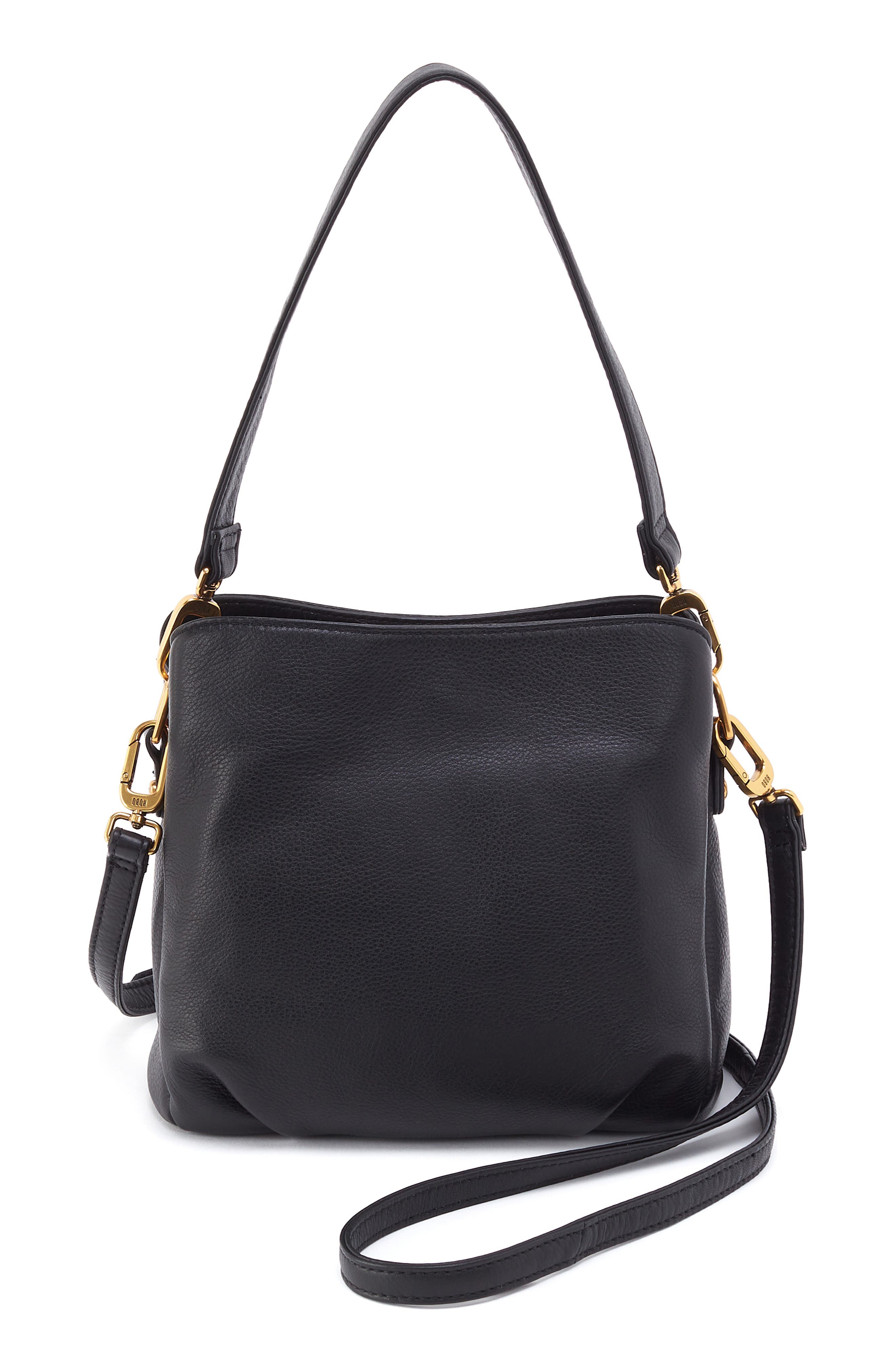 Starr Convertible Leather Shoulder Bag, Main, color, BLACK