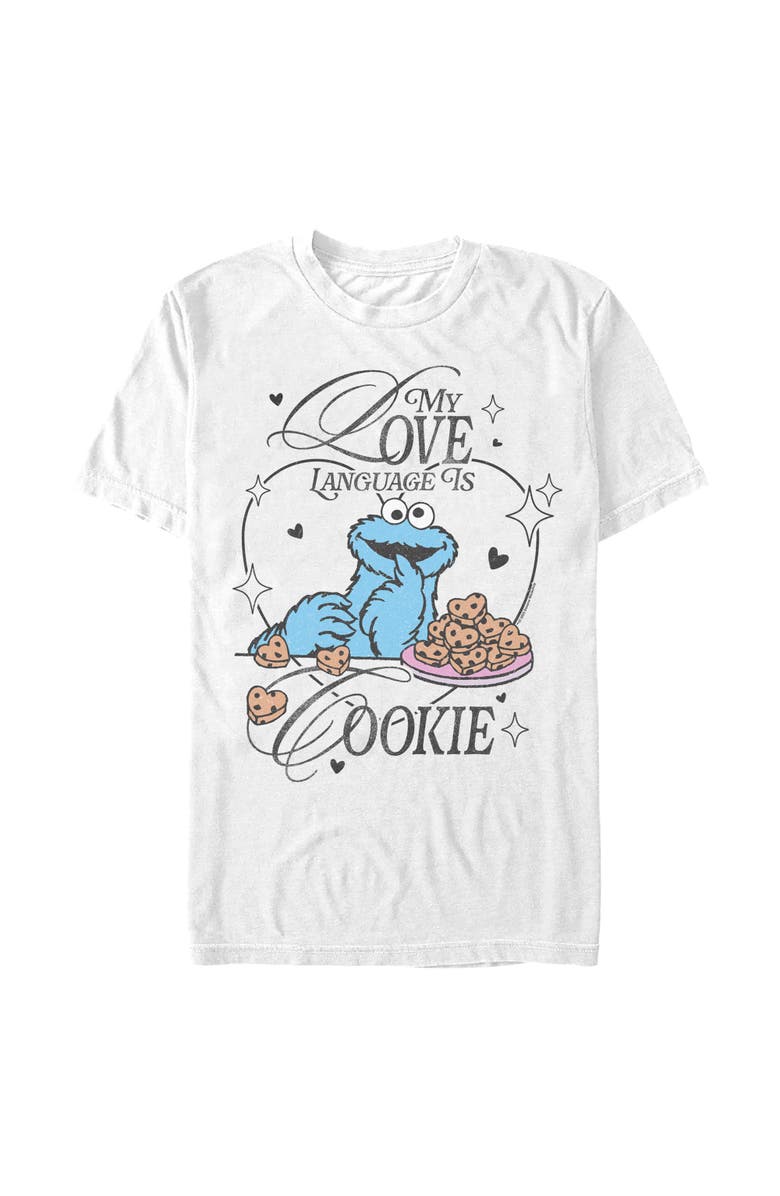 Sesame Street<sup>®</sup> Men's Sesame Street My Love Language Is Cookies Graphic T-Shirt, Main, color, White
