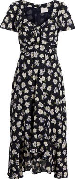 Cinq à Sept Isha Tossed Poppies Floral Print Midi Dress