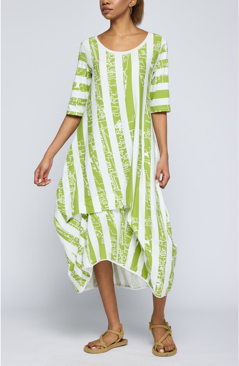 LUUKAA Amethyst Striped Jersey Dress, Main, color, Lime