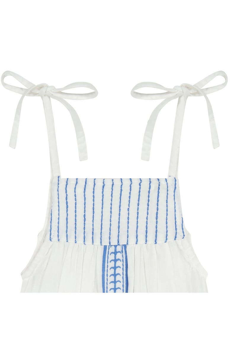 Mer St. Barth Marley Baby Romper Lapis Blue Embroidery, Alternate, color, 