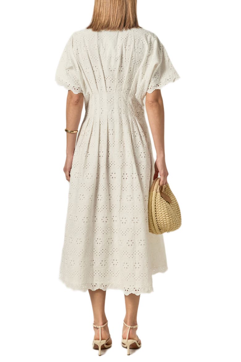Eyelet Cinched Waist Midi Shirtdress, Alternate, color, WHITE