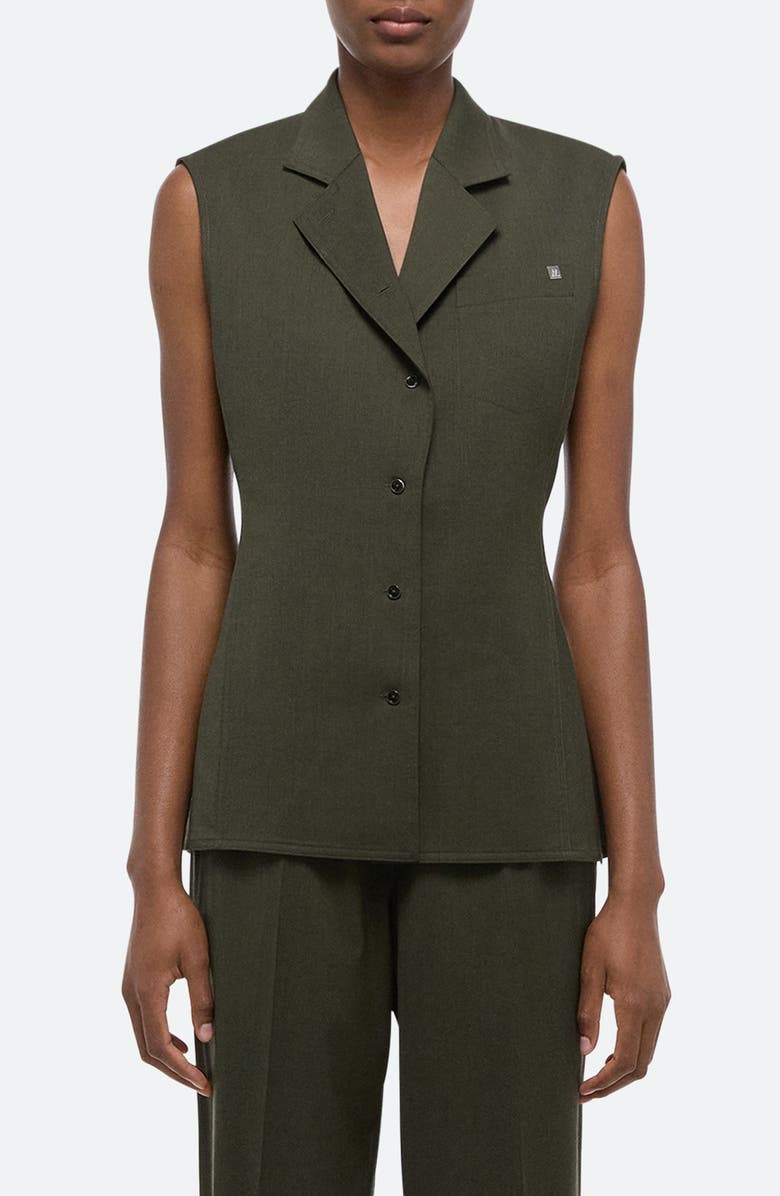 Helmut Lang Virgin Wool Sleeveless Blazer, Main, color, Green Melange - Fk7