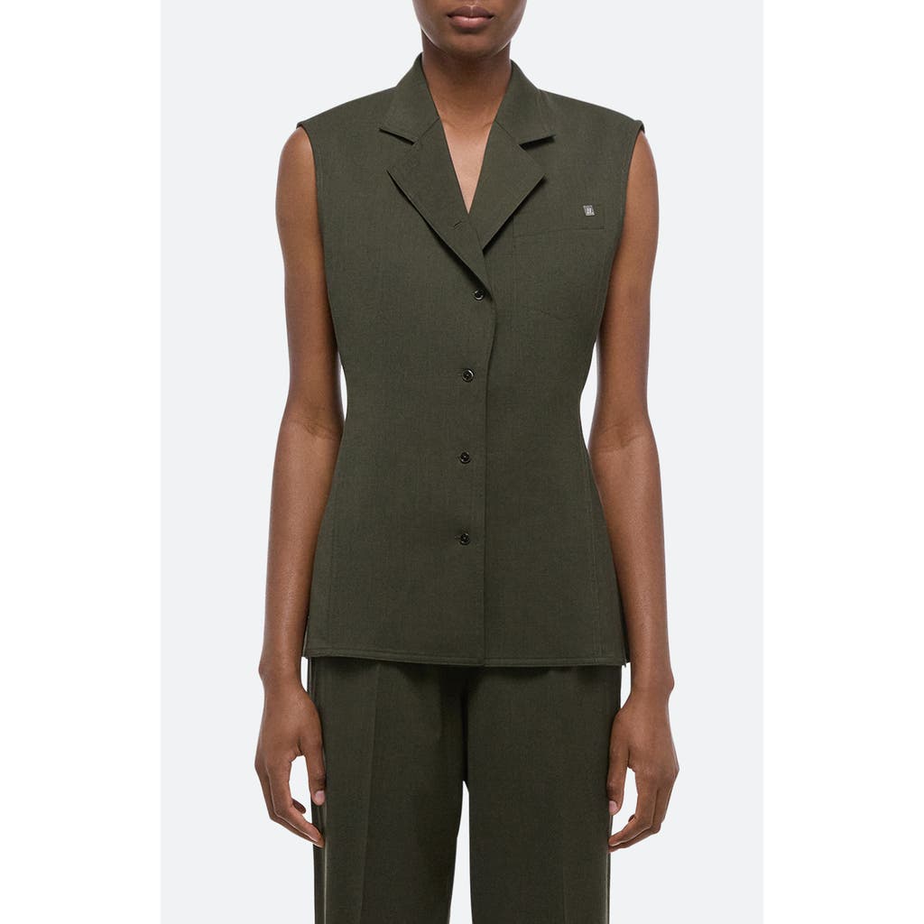 Helmut Lang Modest Wool Vest In Green Melange - Fk7