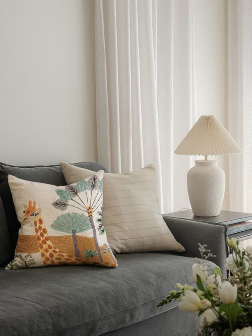 Gauri Kohli Giraffe Throw Pillow Cover In Multi