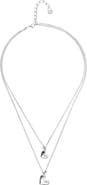 UNODE50 Double Necklace Plated In Sterling Silver With Two Hearts