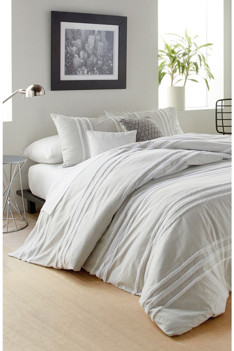 Chenille Stripe Comforter & Shams Set, Main, color, SILVER