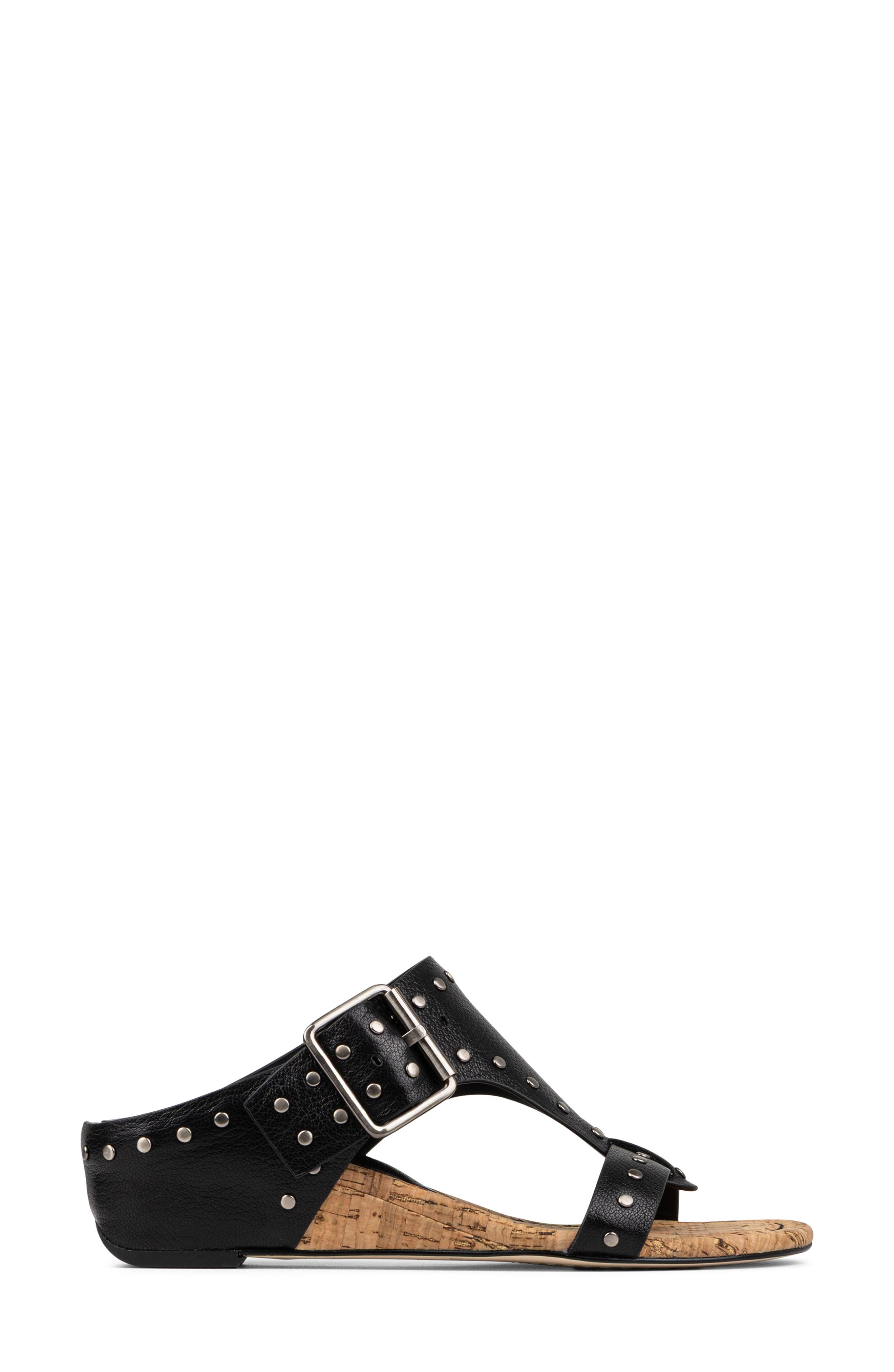 Donald Pliner Buckle Wedge Sandal, Alternate, color, Black