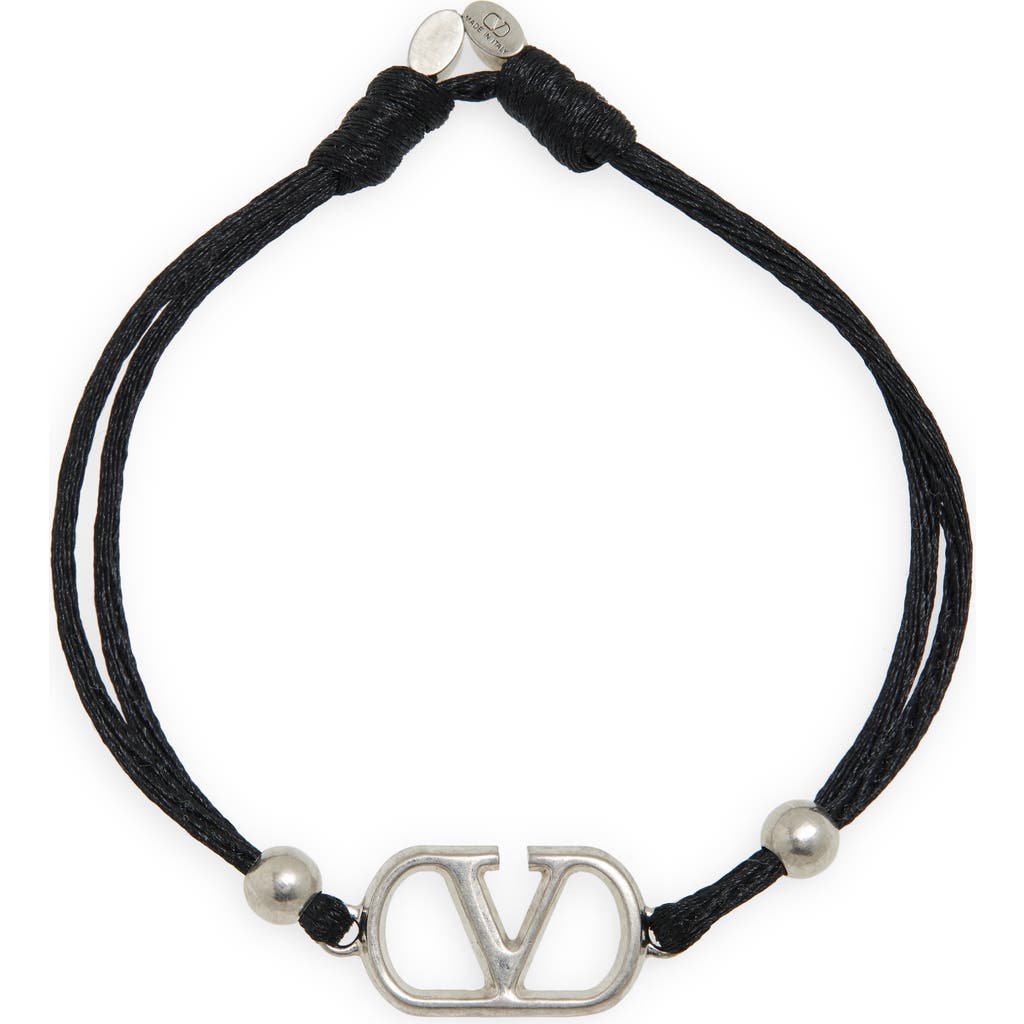 Valentino Garavani Vlogo Signature Cotton Bracelet In Black