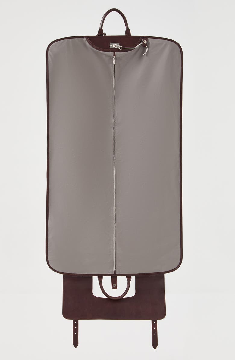 Brunello Cucinelli Calfskin suit carrier, Alternate, color, Burgundy