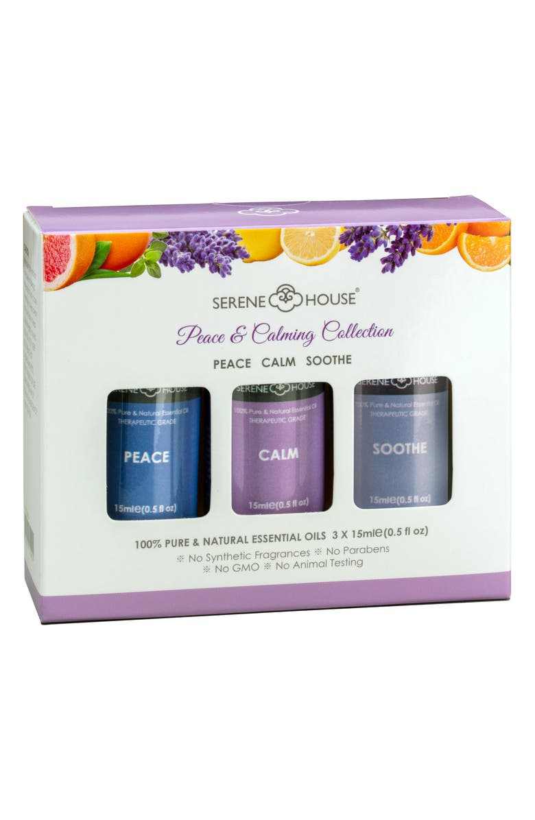 SERENE HOUSE Peace & Calming 3-Pack Essential Oils, Alternate, color, White