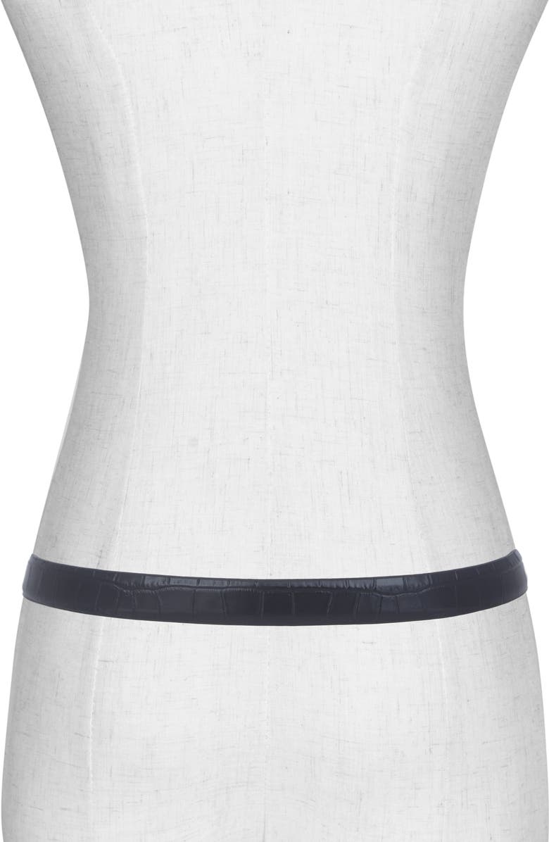 Vince Croc Embossed Leather Belt, Alternate, color, Black