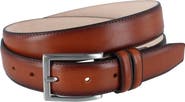 Trafalgar Malik Burnished Feather Edged 32mm Leather Belt