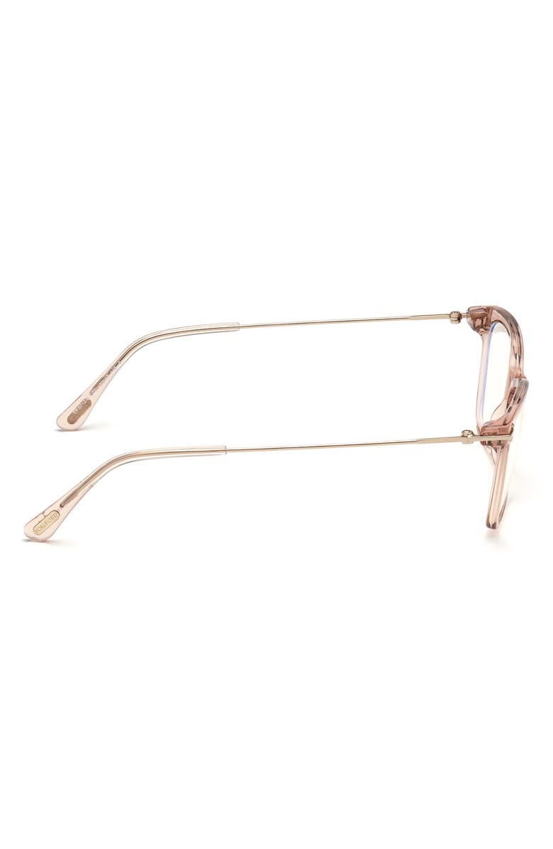 TOM FORD 50mm Square Optical Glasses, Alternate, color, Pink Rose Gold / Blue Block
