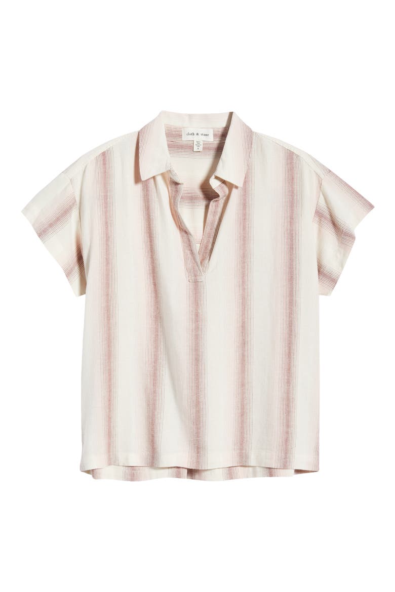 Stripe Short Sleeve Popover Top, Alternate, color, PRIMROSE OMBRE STRIPE