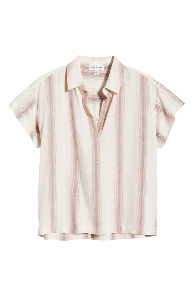 Cloth & Stone Stripe Short Sleeve Popover Top, Alternate, color, Primrose Ombre Stripe