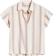 Cloth & Stone Stripe Short Sleeve Popover Top
