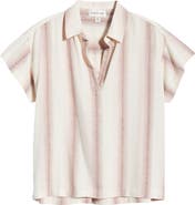 Cloth & Stone Stripe Short Sleeve Popover Top