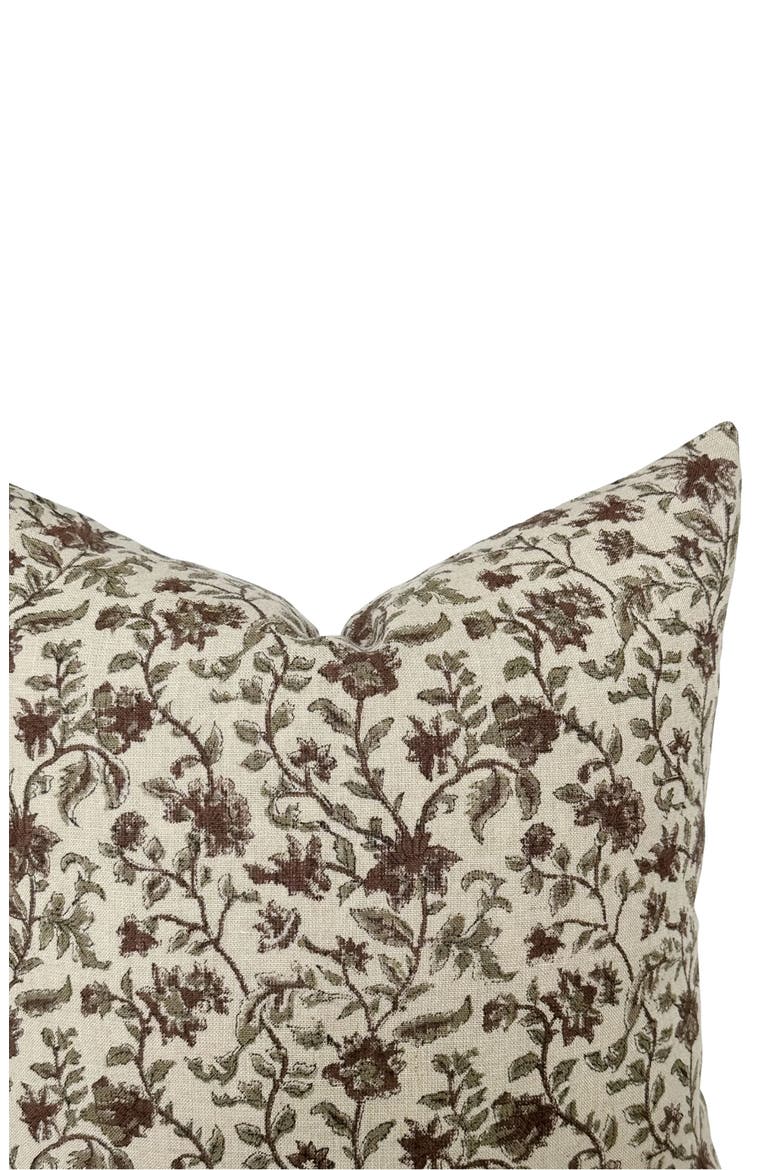 Bridgitt Deep Rose & Sage Floral Pillow Cover, Alternate, color, Tan